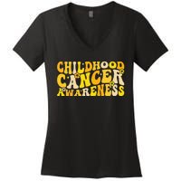 Childhood Cancer Awareness Rainbow Awareness Ribbon Women's V-Neck T-Shirt