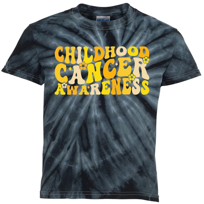 Childhood Cancer Awareness Rainbow Awareness Ribbon Kids Tie-Dye T-Shirt