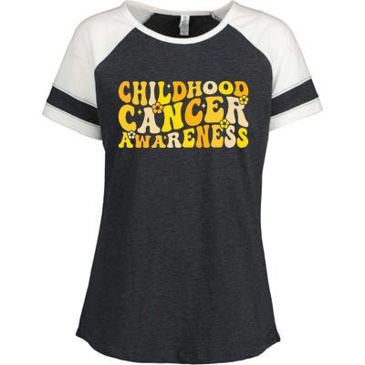 Childhood Cancer Awareness Rainbow Awareness Ribbon Enza Ladies Jersey Colorblock Tee