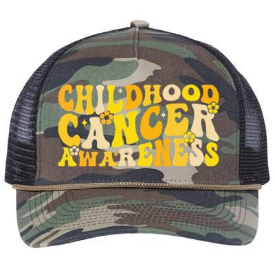 Childhood Cancer Awareness Rainbow Awareness Ribbon Retro Rope Trucker Hat Cap