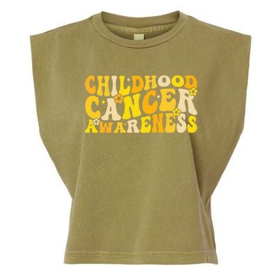 Childhood Cancer Awareness Rainbow Awareness Ribbon Garment-Dyed Women's Muscle Tee