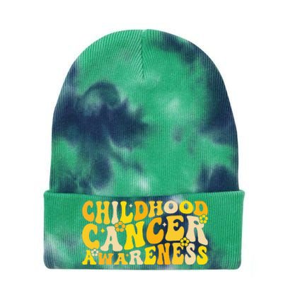 Childhood Cancer Awareness Rainbow Awareness Ribbon Tie Dye 12in Knit Beanie