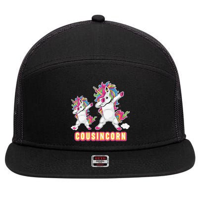 Cousincorn Cousin And Baby Unicorn Father Day Dad Papa Daddy 7 Panel Mesh Trucker Snapback Hat