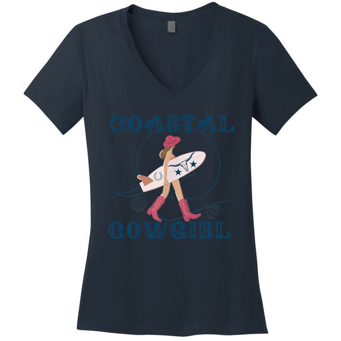 Coastal Cowgirl Aesthetic Cowgirl Surf Beach Cowgirl Outfit Women's V-Neck T-Shirt