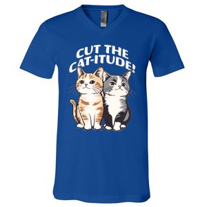 Cute Cat Attitude Cat Lovers Design Gift V-Neck T-Shirt