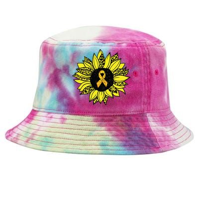 Childhood Cancer Awareness Yellow Sunflower Gold Ribbon Tie-Dyed Bucket Hat