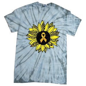 Childhood Cancer Awareness Yellow Sunflower Gold Ribbon Tie-Dye T-Shirt