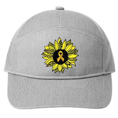 Childhood Cancer Awareness Yellow Sunflower Gold Ribbon 7-Panel Snapback Hat