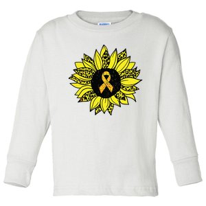 Childhood Cancer Awareness Yellow Sunflower Gold Ribbon Toddler Long Sleeve Shirt