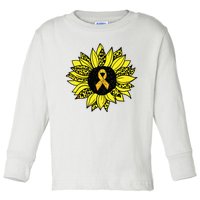 Childhood Cancer Awareness Yellow Sunflower Gold Ribbon Toddler Long Sleeve Shirt