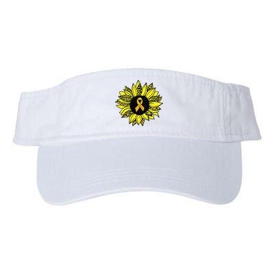 Childhood Cancer Awareness Yellow Sunflower Gold Ribbon Valucap Bio-Washed Visor