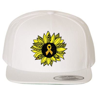 Childhood Cancer Awareness Yellow Sunflower Gold Ribbon Wool Snapback Cap