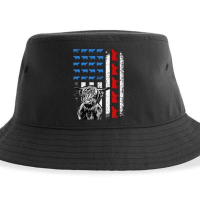 Cute Cow American Flag Heifer US 4th Of July Farm Cattle USA Sustainable Bucket Hat