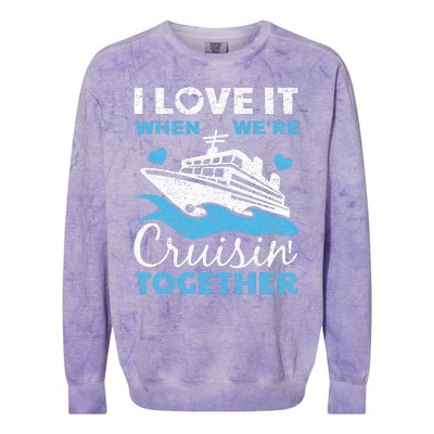 Cool Cruise Art Cruise Ship Couple Family Vacation Colorblast Crewneck Sweatshirt