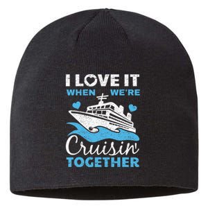 Cool Cruise Art Cruise Ship Couple Family Vacation Sustainable Beanie