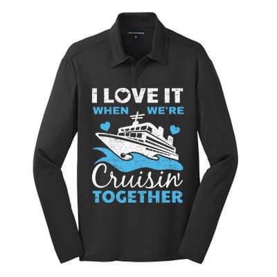 Cool Cruise Art Cruise Ship Couple Family Vacation Silk Touch Performance Long Sleeve Polo