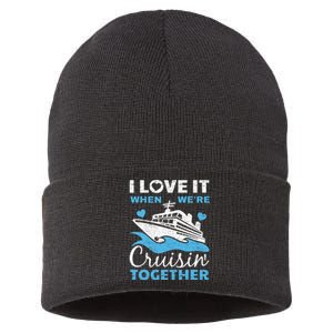 Cool Cruise Art Cruise Ship Couple Family Vacation Sustainable Knit Beanie