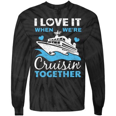 Cool Cruise Art Cruise Ship Couple Family Vacation Tie-Dye Long Sleeve Shirt