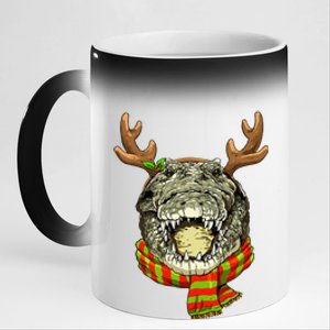 Christmas Crocodile Alligator Santa Clause Reindeer Xmas 11oz Black Color Changing Mug