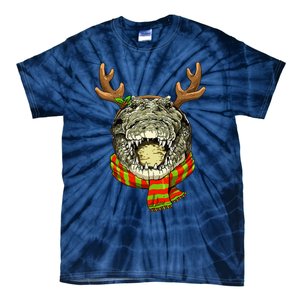 Christmas Crocodile Alligator Santa Clause Reindeer Xmas Tie-Dye T-Shirt