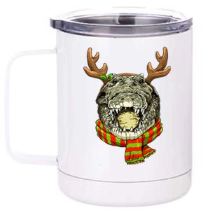 Christmas Crocodile Alligator Santa Clause Reindeer Xmas 12 oz Stainless Steel Tumbler Cup