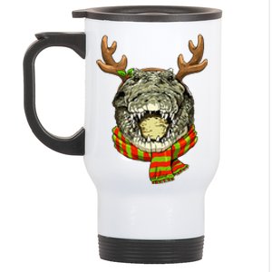 Christmas Crocodile Alligator Santa Clause Reindeer Xmas Stainless Steel Travel Mug