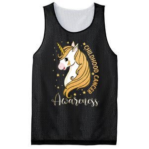 Childhood Cancer Awareness Yellow Unicorn For A Child Fight Mesh Reversible Basketball Jersey Tank