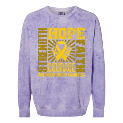 Childhood Cancer Awareness Hope Faith Strength Colorblast Crewneck Sweatshirt