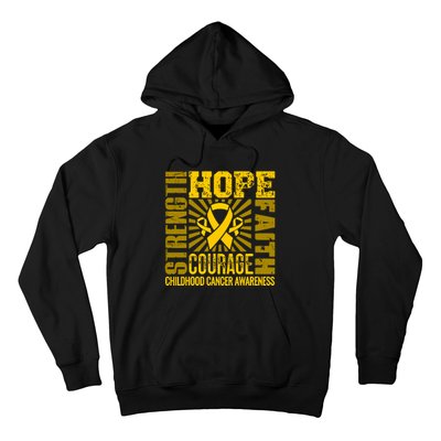 Childhood Cancer Awareness Hope Faith Strength Hoodie