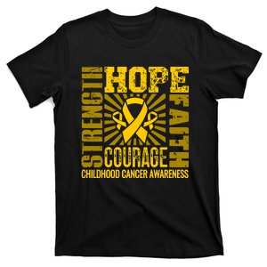 Childhood Cancer Awareness Hope Faith Strength T-Shirt