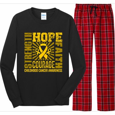 Childhood Cancer Awareness Hope Faith Strength Long Sleeve Pajama Set