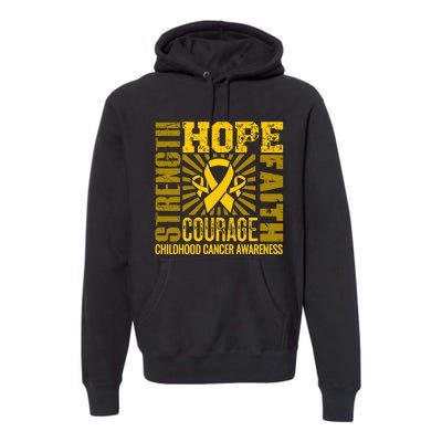 Childhood Cancer Awareness Hope Faith Strength Premium Hoodie