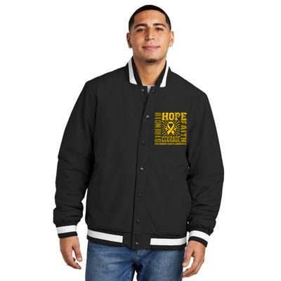 Childhood Cancer Awareness Hope Faith Strength Insulated Varsity Jacket