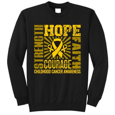 Childhood Cancer Awareness Hope Faith Strength Tall Sweatshirt