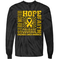 Childhood Cancer Awareness Hope Faith Strength Tie-Dye Long Sleeve Shirt