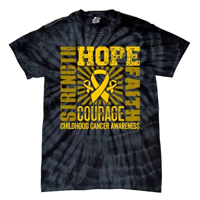 Childhood Cancer Awareness Hope Faith Strength Tie-Dye T-Shirt