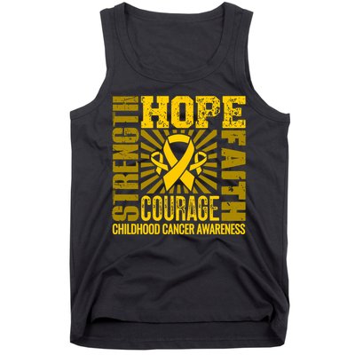 Childhood Cancer Awareness Hope Faith Strength Tank Top