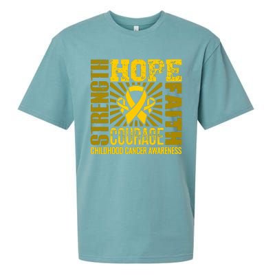 Childhood Cancer Awareness Hope Faith Strength Sueded Cloud Jersey T-Shirt