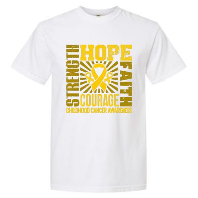 Childhood Cancer Awareness Hope Faith Strength Garment-Dyed Heavyweight T-Shirt