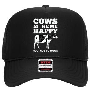 Cool Cow Art For Cow Farmer Dairy Cows Farm Animal High Crown Mesh Back Trucker Hat