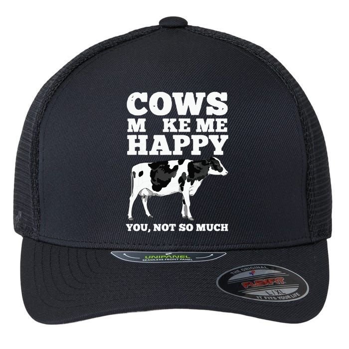 Cool Cow Art For Cow Farmer Dairy Cows Farm Animal Flexfit Unipanel Trucker Cap