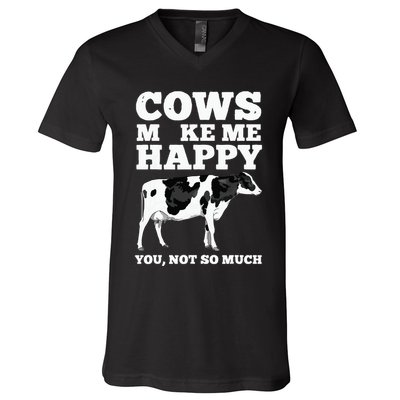 Cool Cow Art For Cow Farmer Dairy Cows Farm Animal V-Neck T-Shirt
