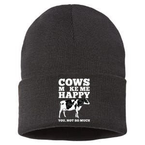 Cool Cow Art For Cow Farmer Dairy Cows Farm Animal Sustainable Knit Beanie