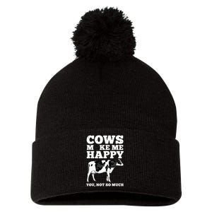 Cool Cow Art For Cow Farmer Dairy Cows Farm Animal Pom Pom 12in Knit Beanie