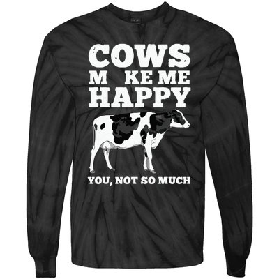 Cool Cow Art For Cow Farmer Dairy Cows Farm Animal Tie-Dye Long Sleeve Shirt