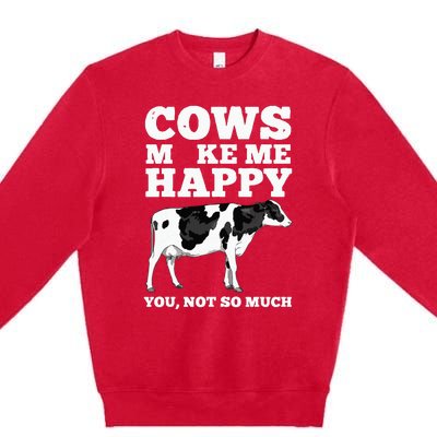 Cool Cow Art For Cow Farmer Dairy Cows Farm Animal Premium Crewneck Sweatshirt