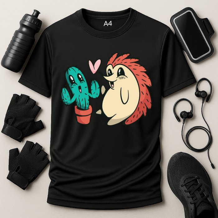 Cute Cactus And Hedgehog Cooling Performance Crew T-Shirt