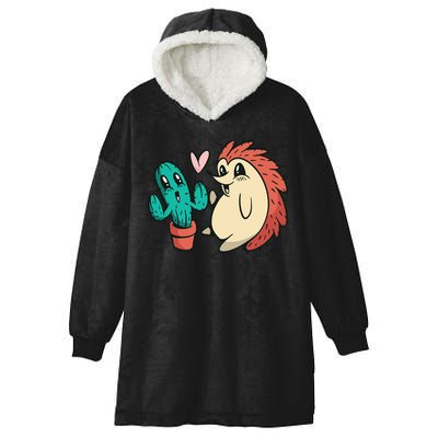 Cute Cactus And Hedgehog Hooded Wearable Blanket