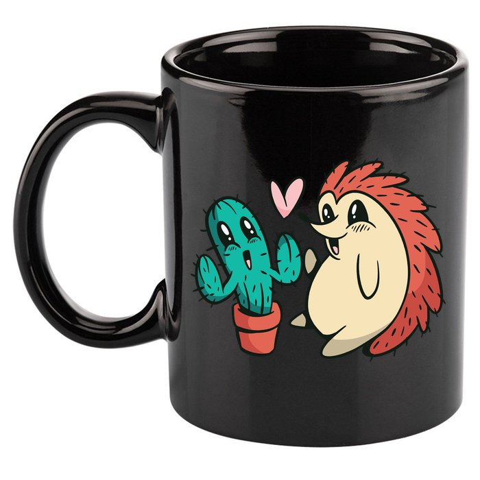 Cute Cactus And Hedgehog 11oz C Handle Ceramic Mug