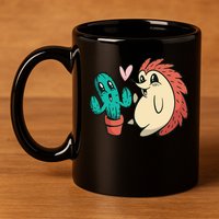 Cute Cactus And Hedgehog 11oz C Handle Ceramic Mug